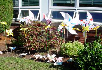 pinwheels in garden