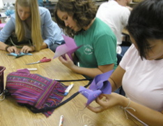 kate julianne and susan making pinwheels