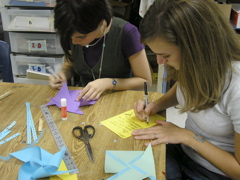 sarah and rebecca making pinwheels